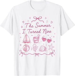 The Summer I Turned Nine 9th Birthday Girl Summer T-Shirt Unisex T-shirt, Sweatshirt, Hoodie, Long Sleeve Tee - T-Shirt, Sweatshirt, Hoodie