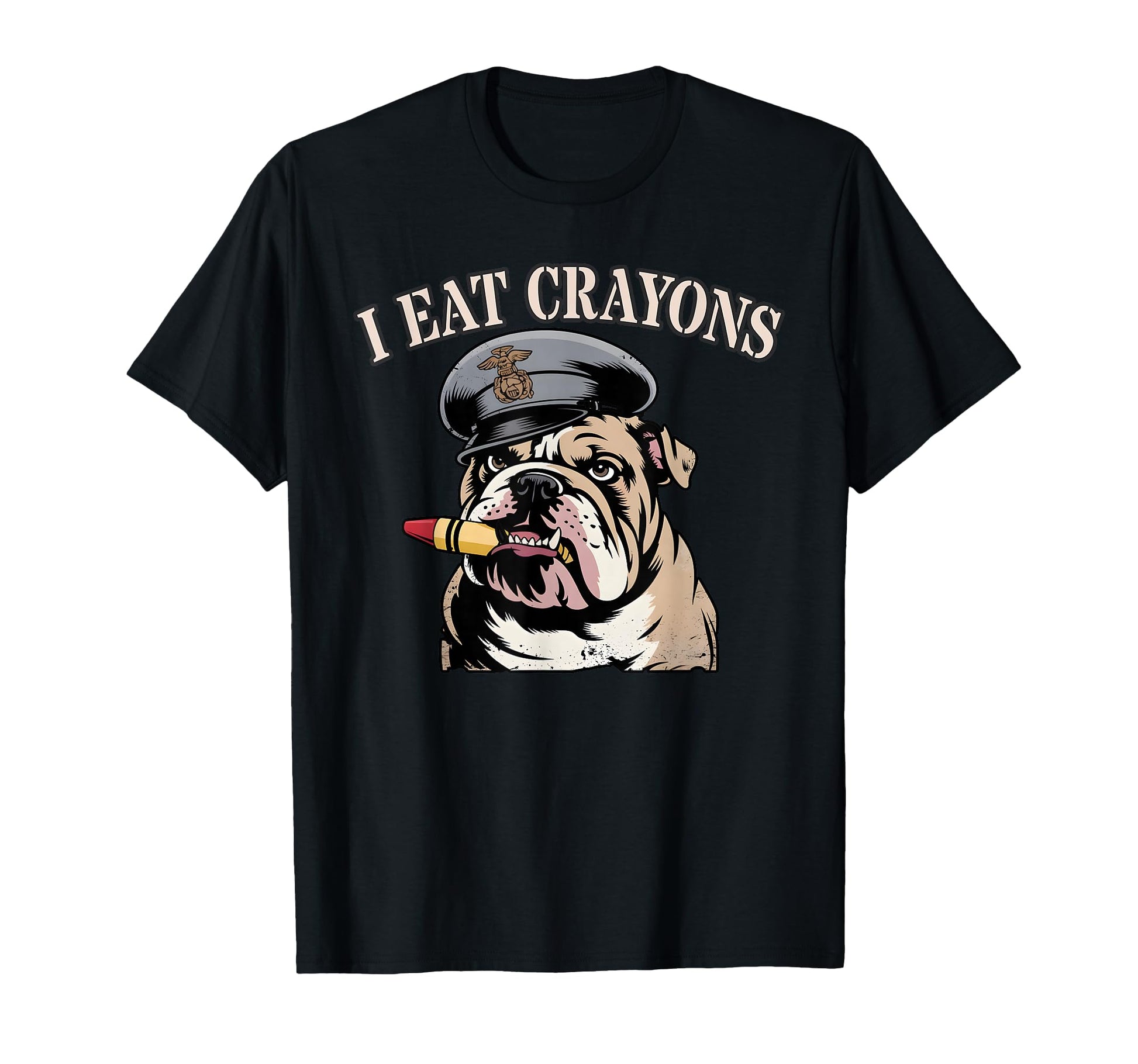 Military Bulldog I Eat Crayons T-Shirt - Custom Art Print for Adults - T-Shirt, Sweatshirt, Hoodie