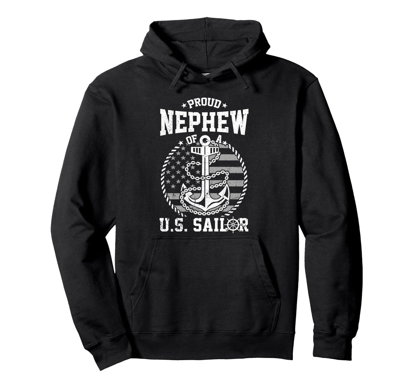 Proud Nephew Us Sailor Anchor Flag Hoodie - Casual Everyday Wear Unisex - T-Shirt, Sweatshirt, Hoodie