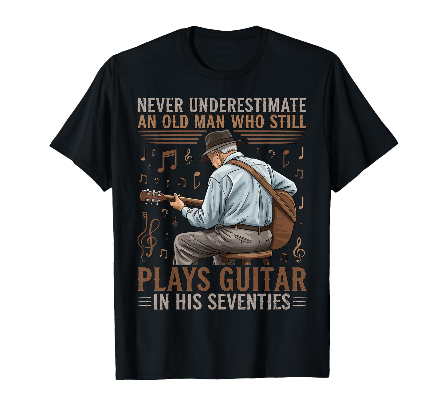 Never Underestimate Old Who Plays Guitar T-Shirt - Custom Art Print Unisex - T-Shirt, Sweatshirt, Hoodie
