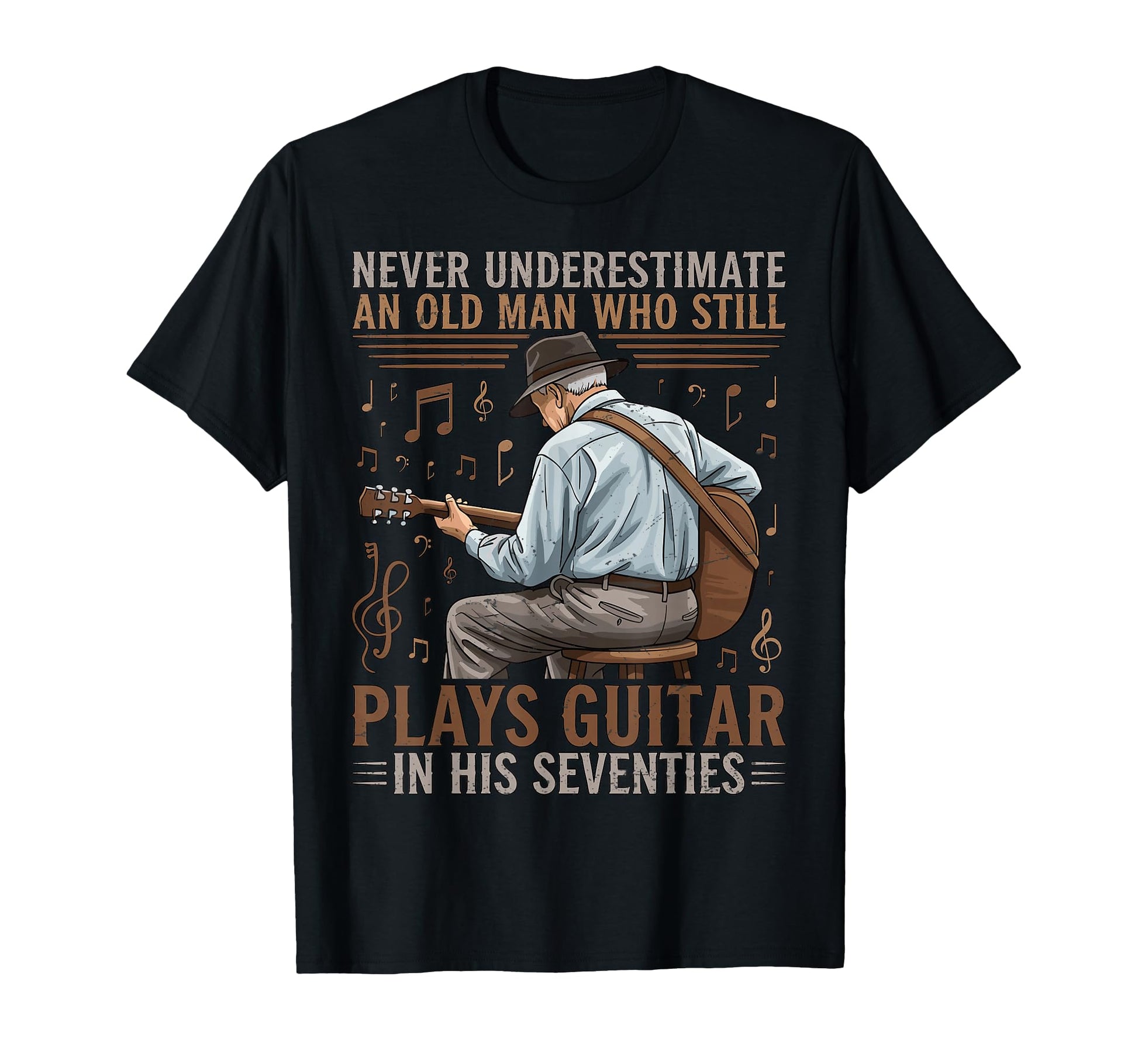 Never Underestimate Old Who Plays Guitar T-Shirt - Custom Art Print Unisex - T-Shirt, Sweatshirt, Hoodie