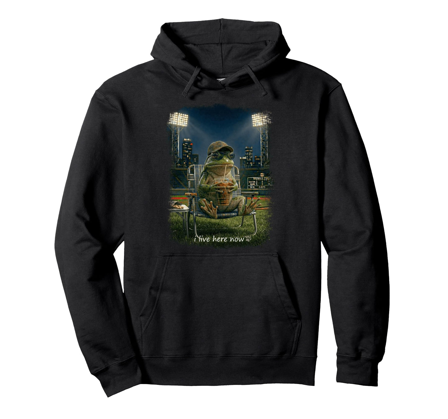 Funny Frog Ballfield Baseball Field I Live Hoodie - Unique Graphic Unisex - T-Shirt, Sweatshirt, Hoodie