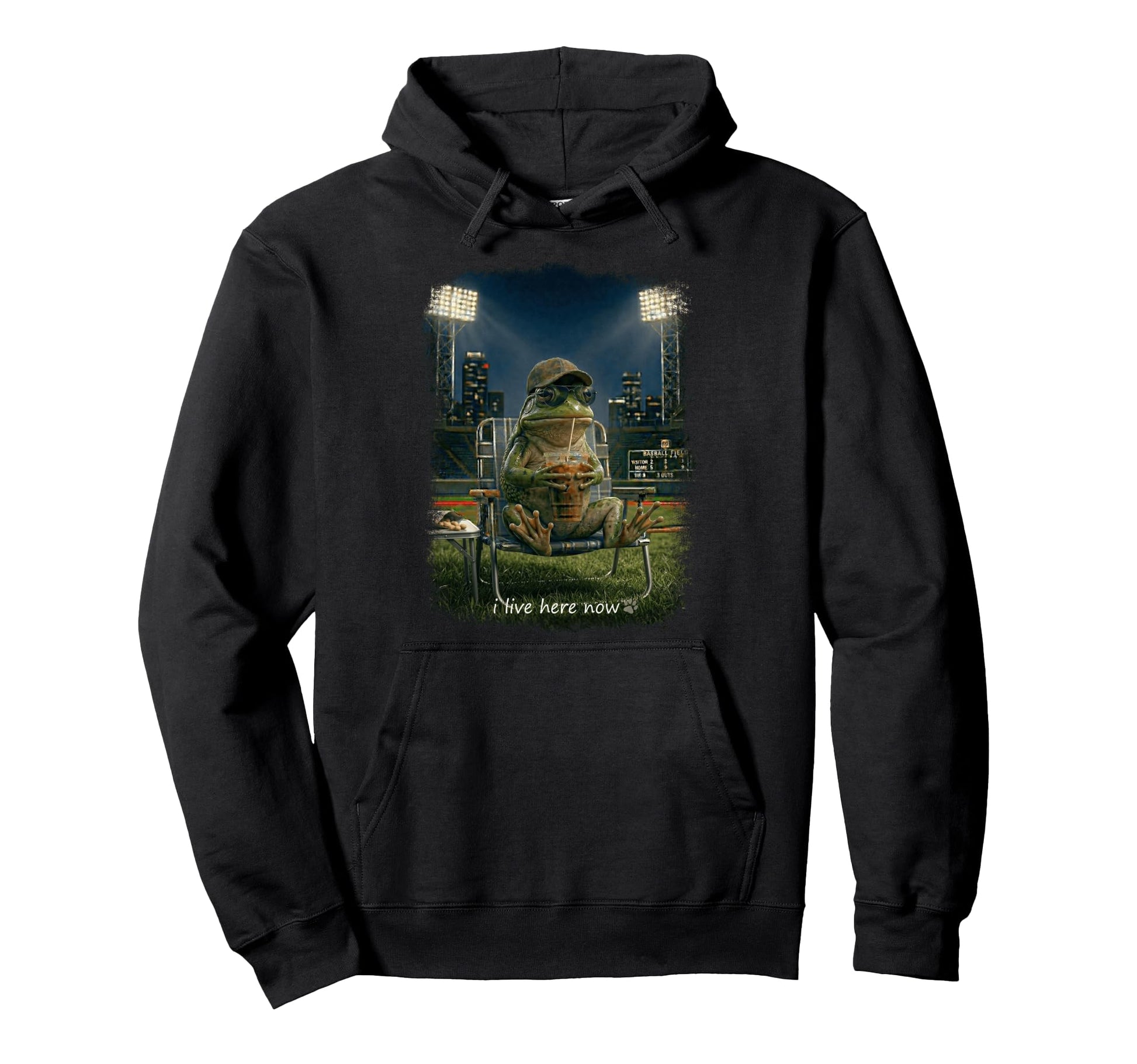 Funny Frog Ballfield Baseball Field I Live Hoodie - Unique Graphic Unisex - T-Shirt, Sweatshirt, Hoodie