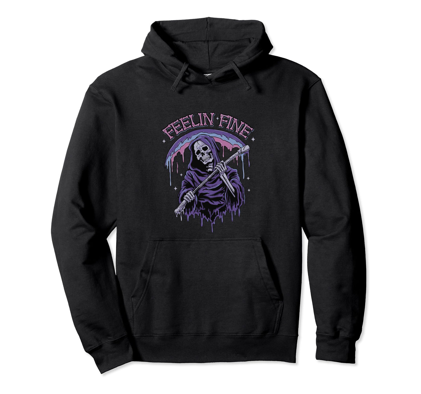 Feeling Fine Funny Grim Reaper Hoodie - Minimalist Print Men Women - T-Shirt, Sweatshirt, Hoodie