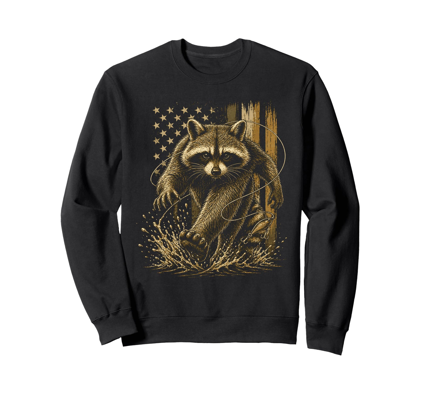 Funny Raccoon Fishing Sweatshirt - Casual Everyday Wear for Adults - T-Shirt, Sweatshirt, Hoodie