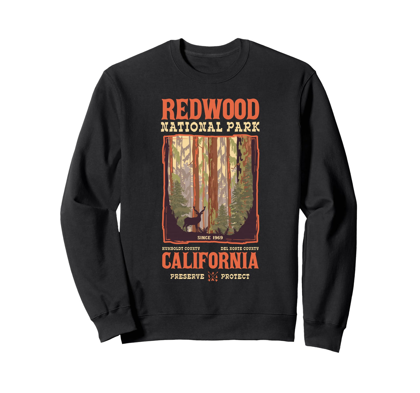 Redwood Us National Park California Sweatshirt - Unique Graphic for Adults - T-Shirt, Sweatshirt, Hoodie