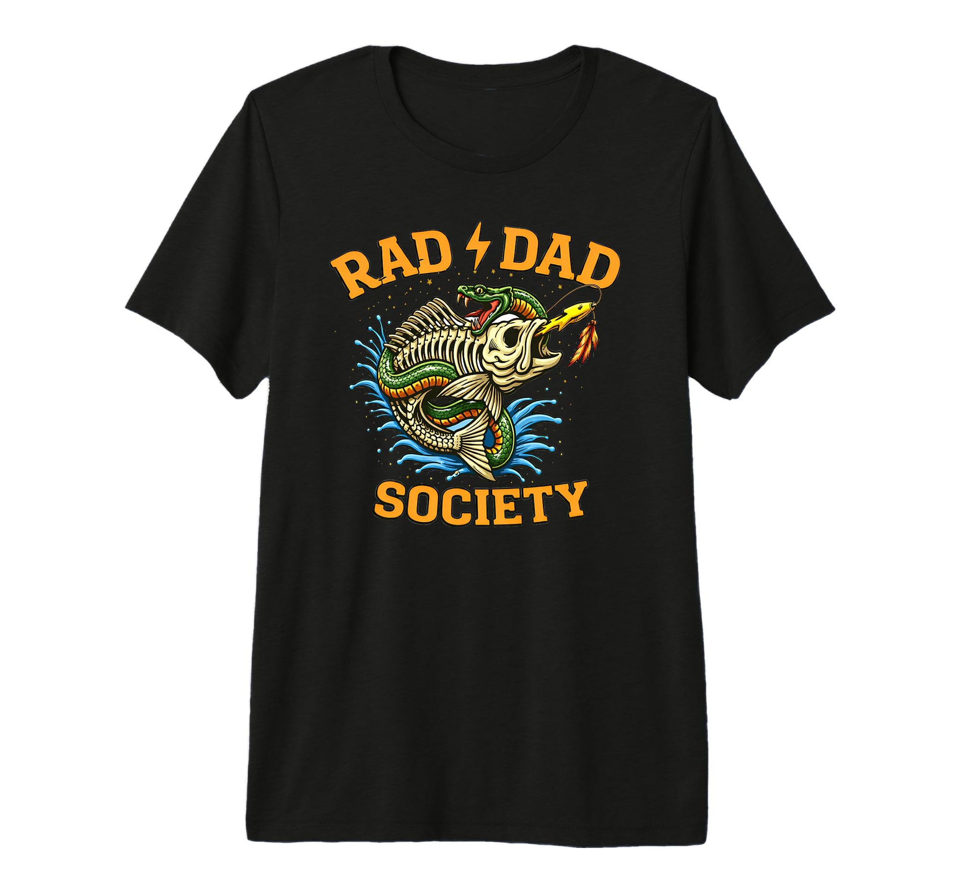 Fishing Father Rad Dad Society Bass T-Shirt - Fun Novelty Design Unisex - T-Shirt, Sweatshirt, Hoodie