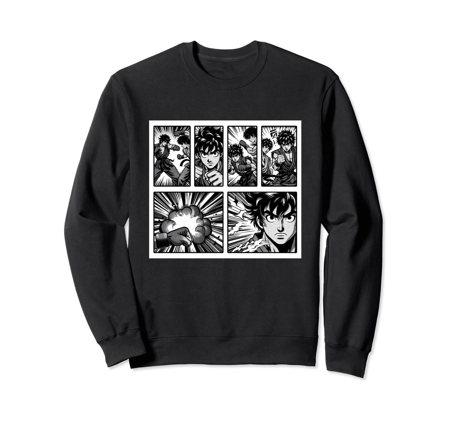 Japanese Fighters Battling Pop Art Sweatshirt - Trendy Graphic Men Women - T-Shirt, Sweatshirt, Hoodie