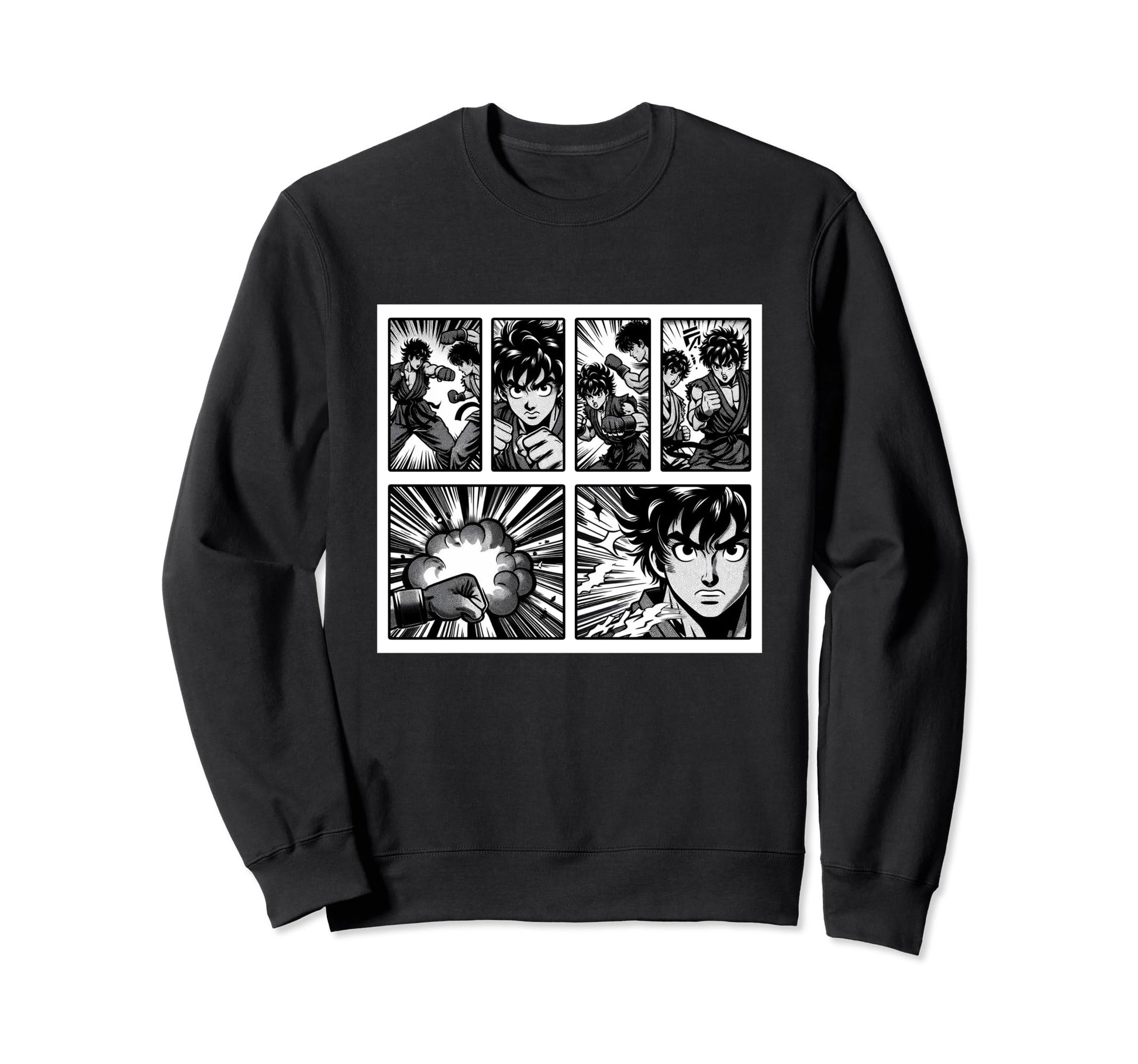 Japanese Fighters Battling Pop Art Sweatshirt - Trendy Graphic Men Women - T-Shirt, Sweatshirt, Hoodie