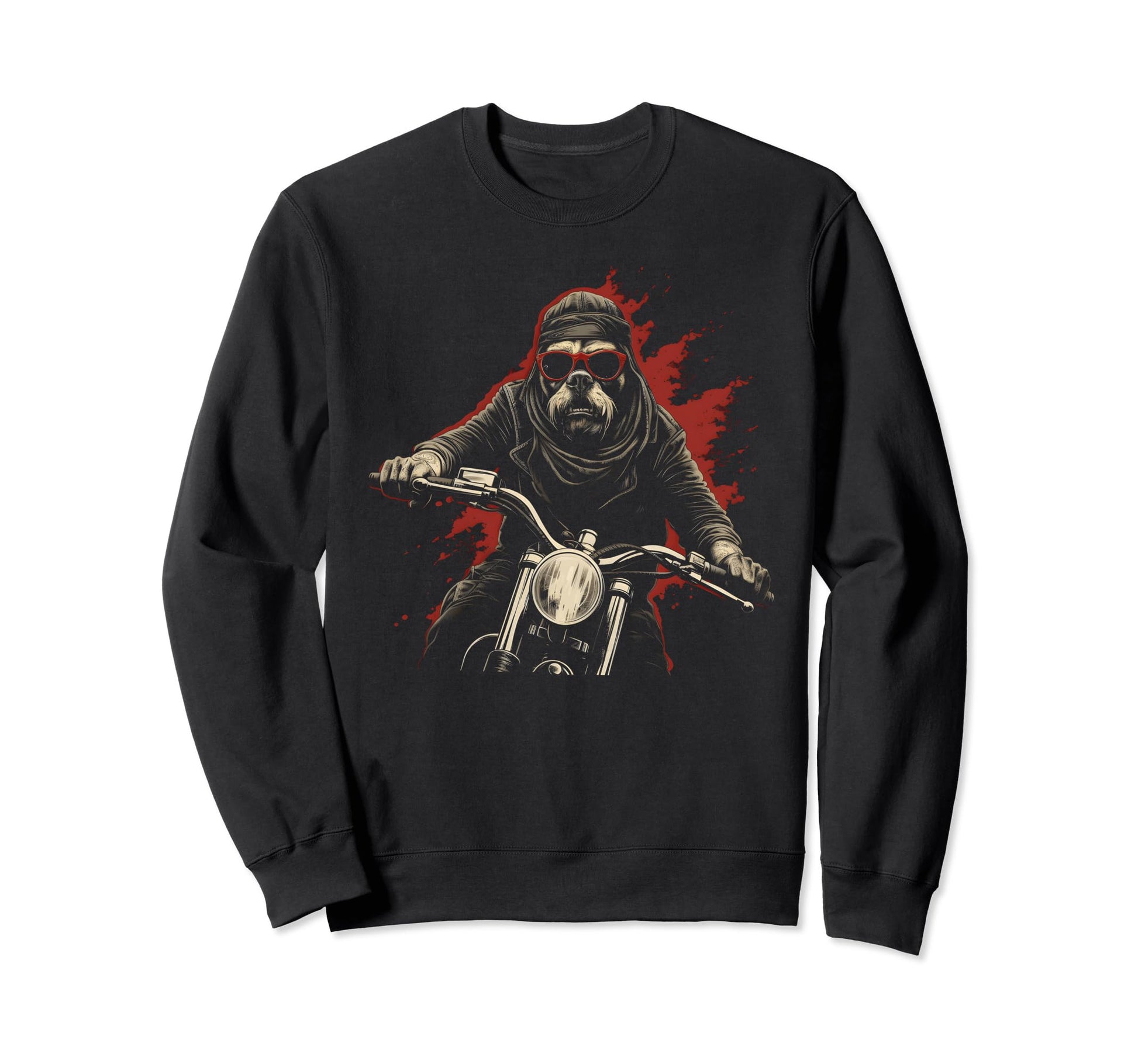 Motorcycle Dad Biker Dog Boxer Dad Sweatshirt - Custom Art Print Men Women - T-Shirt, Sweatshirt, Hoodie