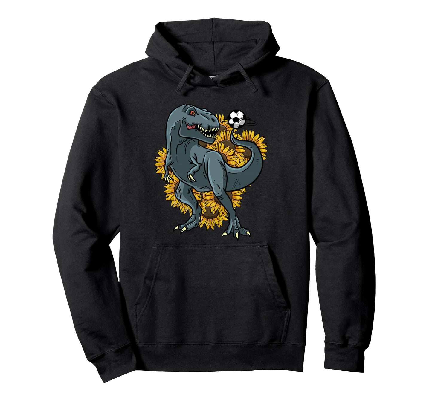 Trex Playing Soccer Sunflower Funny Hoodie - Aesthetic Graphic for Adults - T-Shirt, Sweatshirt, Hoodie