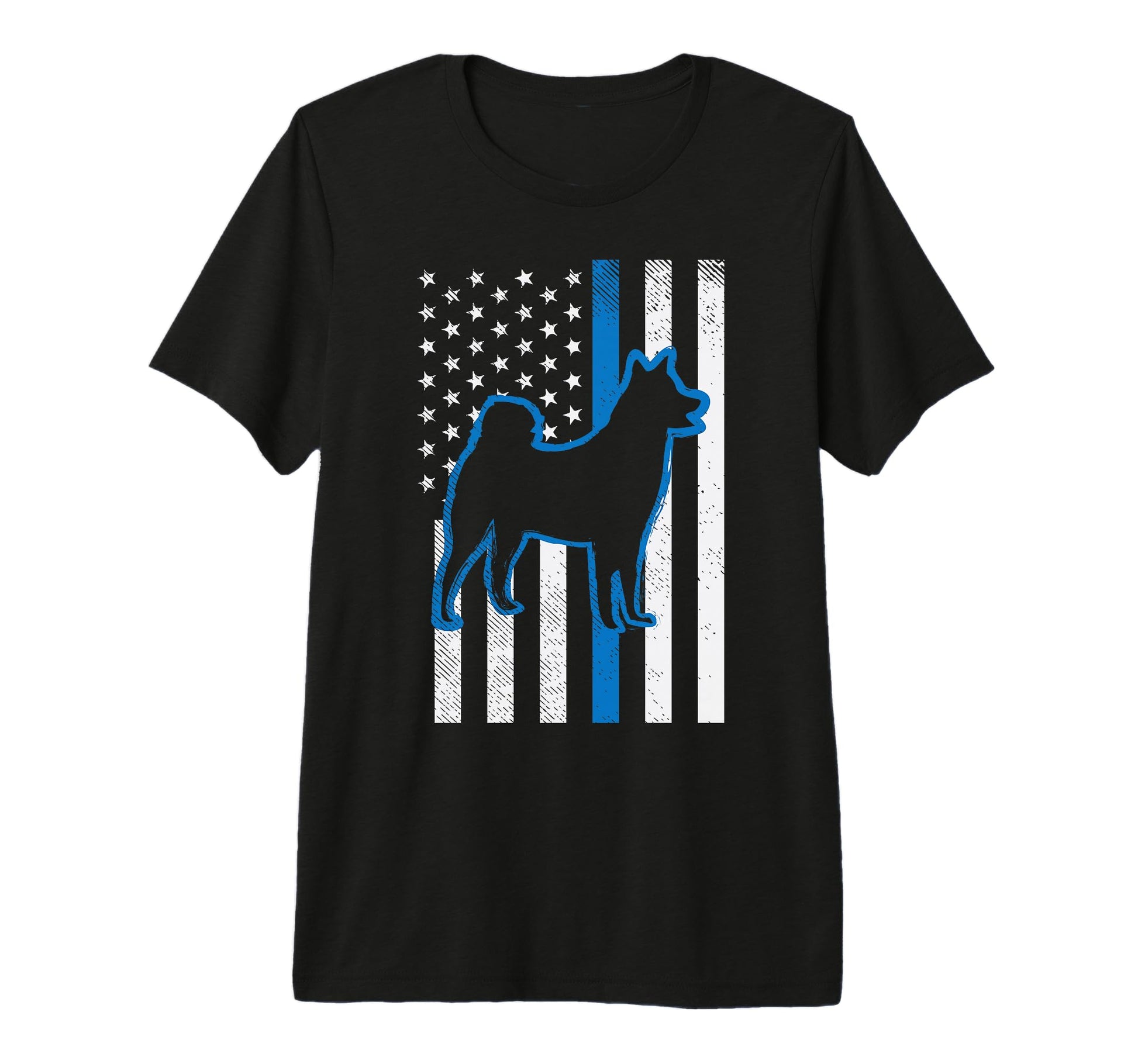 Thin Blue Line Us Flag Shiba Inu T-Shirt - Fun Novelty Design Men Women - T-Shirt, Sweatshirt, Hoodie