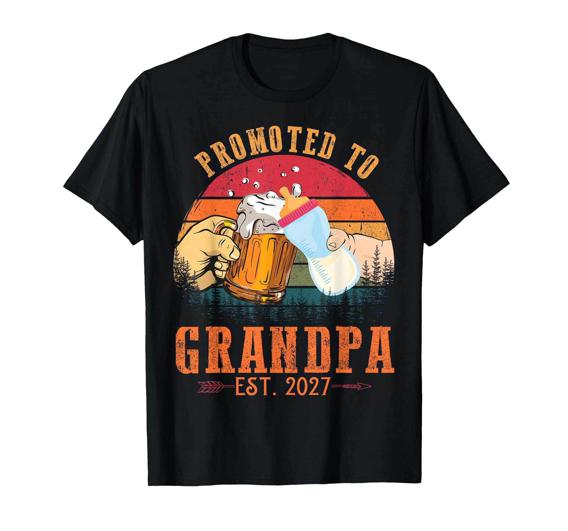 Promoted To Grandpa 2027 Funny New T-Shirt - Minimalist Print for Adults - T-Shirt, Sweatshirt, Hoodie