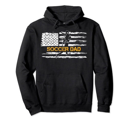 American Flag Proud Soccer Dad Football Hoodie - Minimalist Print Unisex - T-Shirt, Sweatshirt, Hoodie