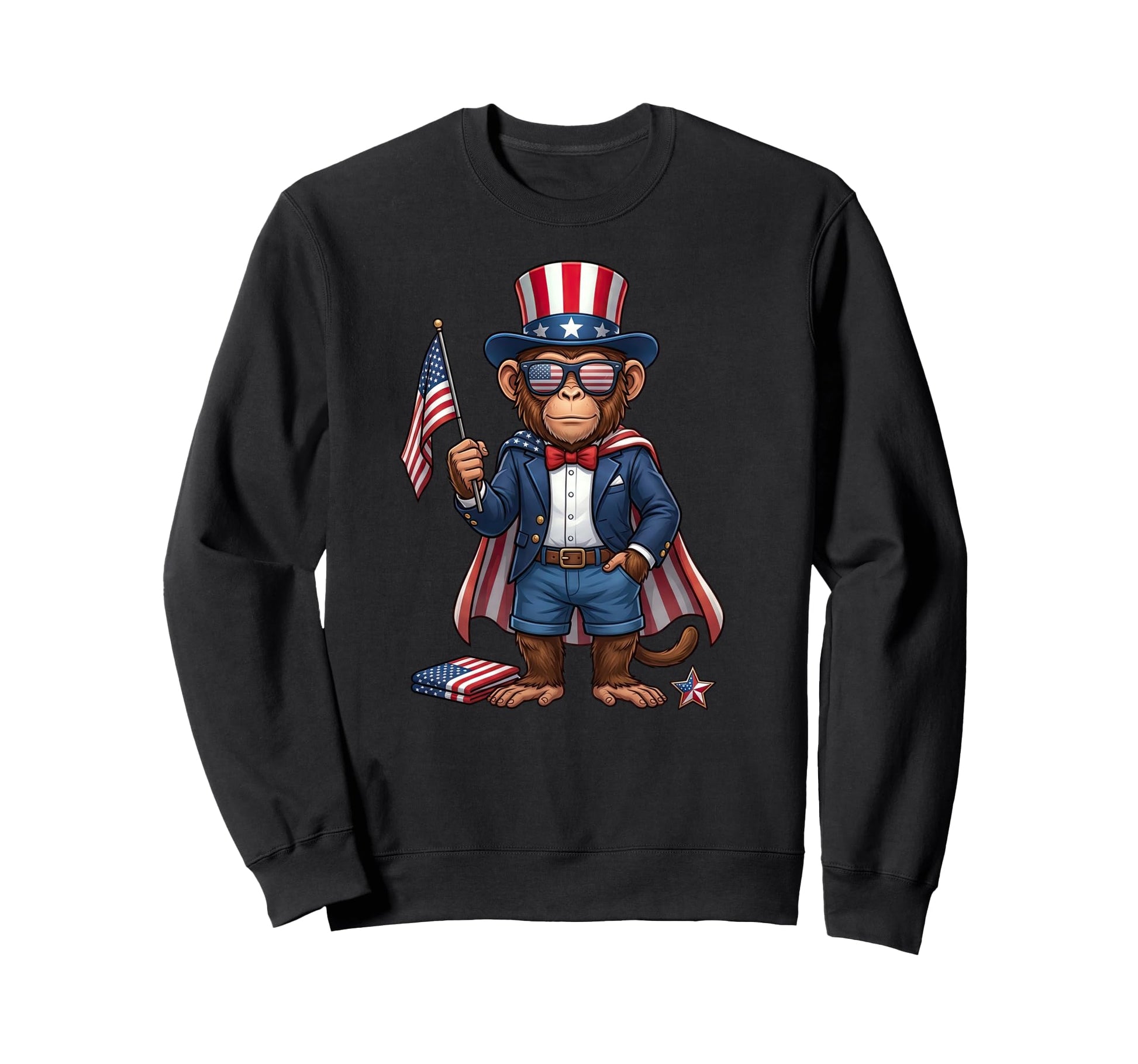 Funny Monkey American Usa Flag Sweatshirt - Aesthetic Graphic Men Women - T-Shirt, Sweatshirt, Hoodie