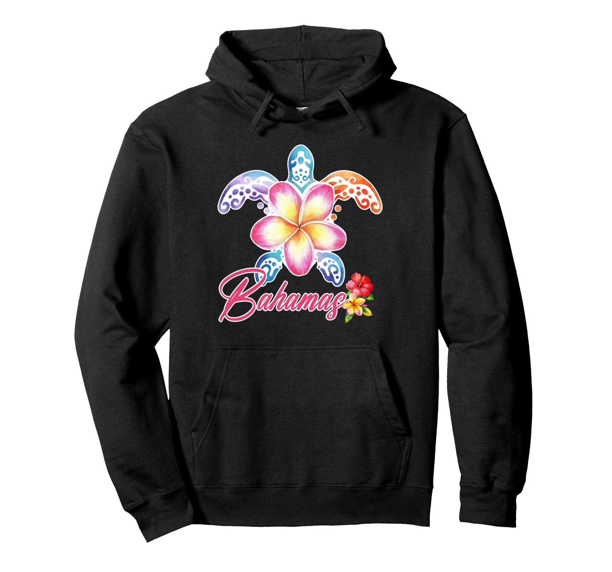 Bahamas Sea Turtle Plumeria Bahamas Hoodie - Graphic Print for Adults - T-Shirt, Sweatshirt, Hoodie