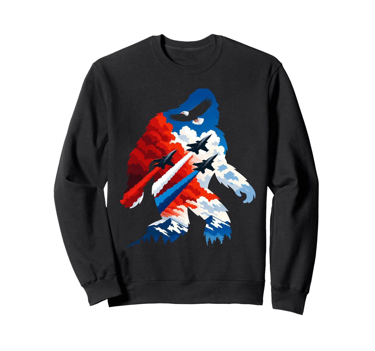 Bigfoot Eagle Jets Usa 250 Years Usa Sweatshirt - Unique Graphic Unisex - T-Shirt, Sweatshirt, Hoodie