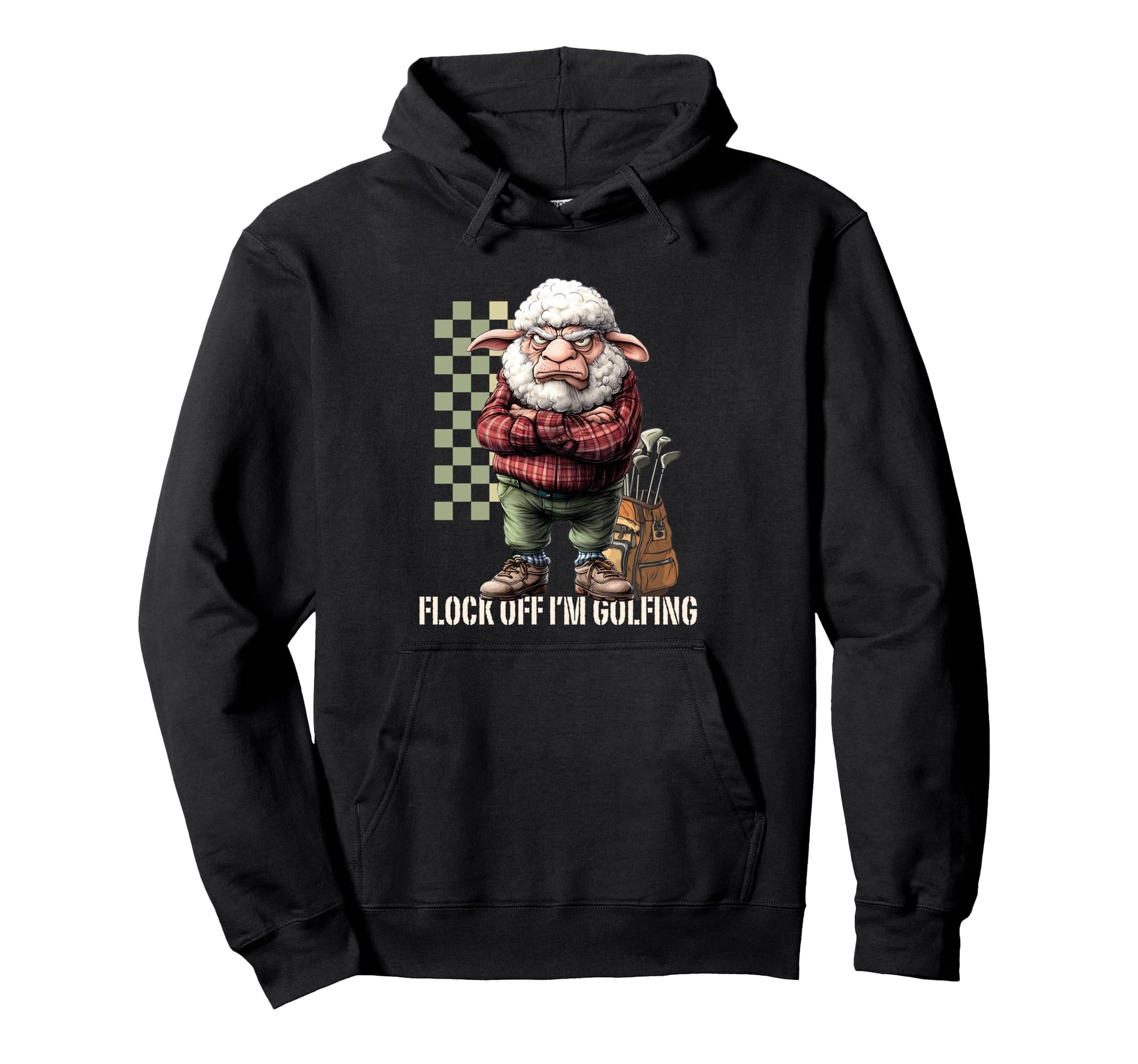 Grumpy Sheep Golfing Golf Lover Golf Pun Hoodie - Unique Graphic Men Women - T-Shirt, Sweatshirt, Hoodie