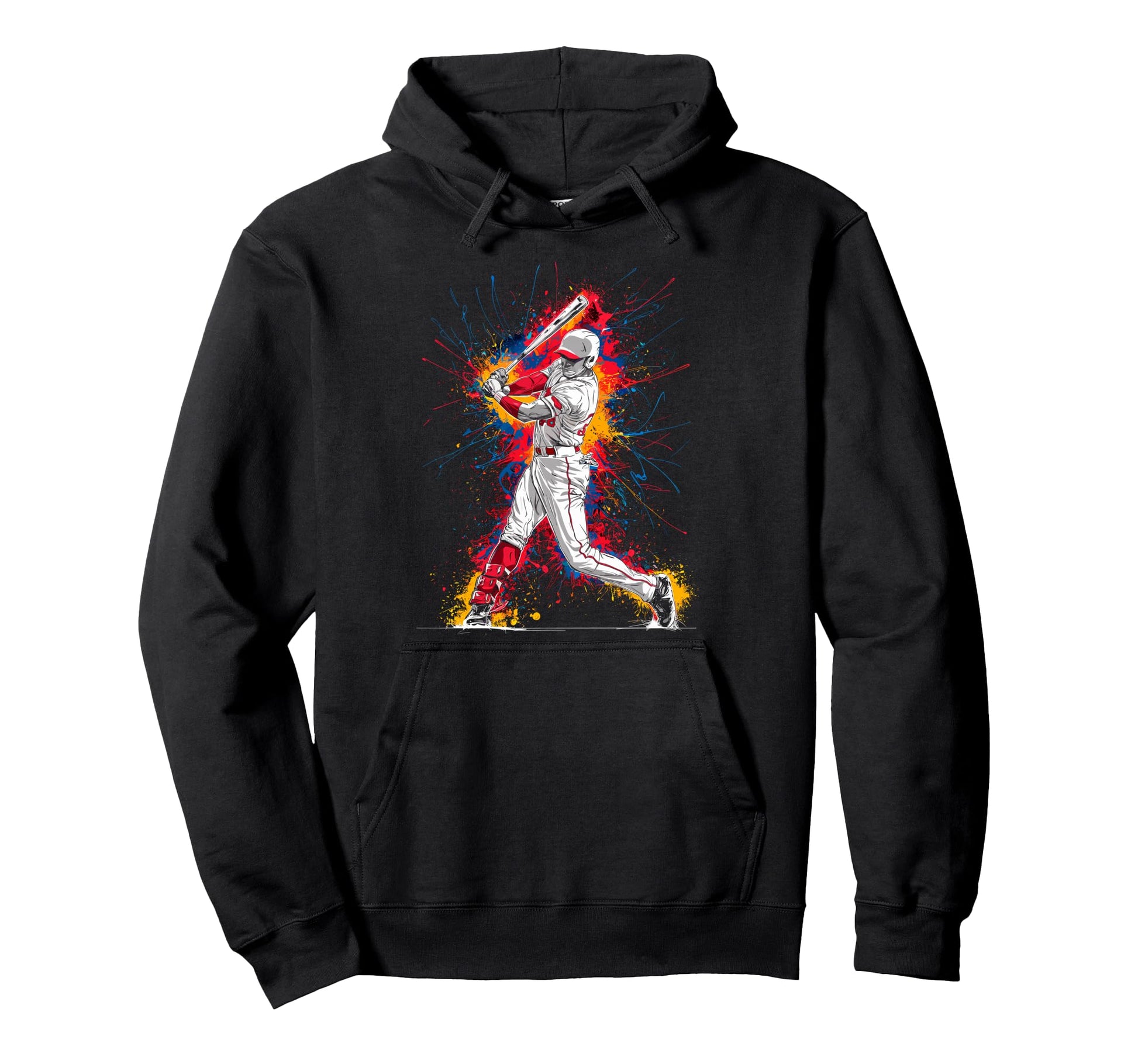 Paint Splash Baseball Player Coach Dad Hoodie - Trendy Graphic Men Women - T-Shirt, Sweatshirt, Hoodie