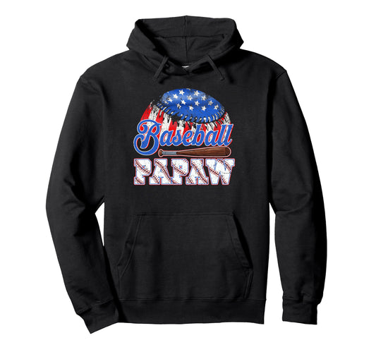 Baseball Papaw Usa Flag Fathers Day Hoodie - Custom Art Print Men Women - T-Shirt, Sweatshirt, Hoodie