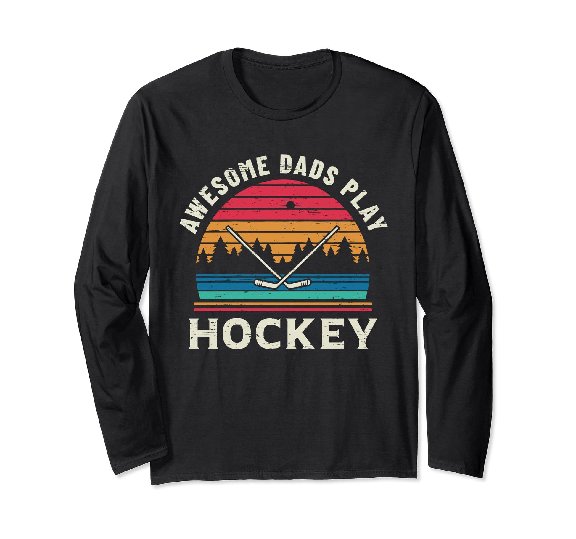 Ice Hockey Dad Awesome Play Sunset Hoodie - Aesthetic Graphic for Adults - T-Shirt, Sweatshirt, Hoodie