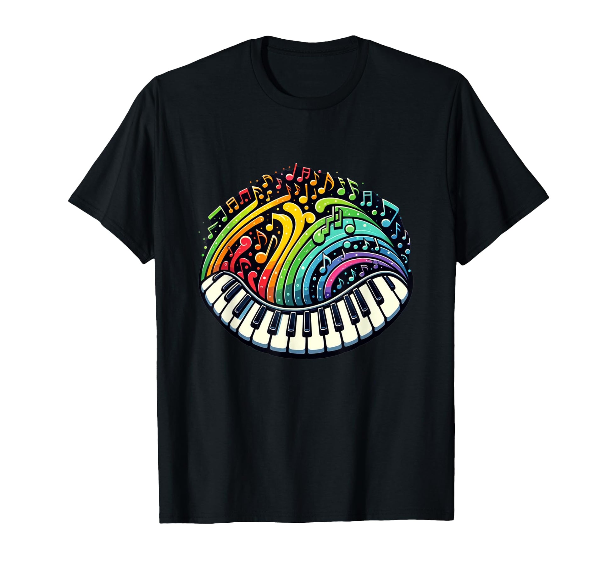 Piano Colorful Keyboard Music Notes T-Shirt - Custom Art Print Men Women - T-Shirt, Sweatshirt, Hoodie