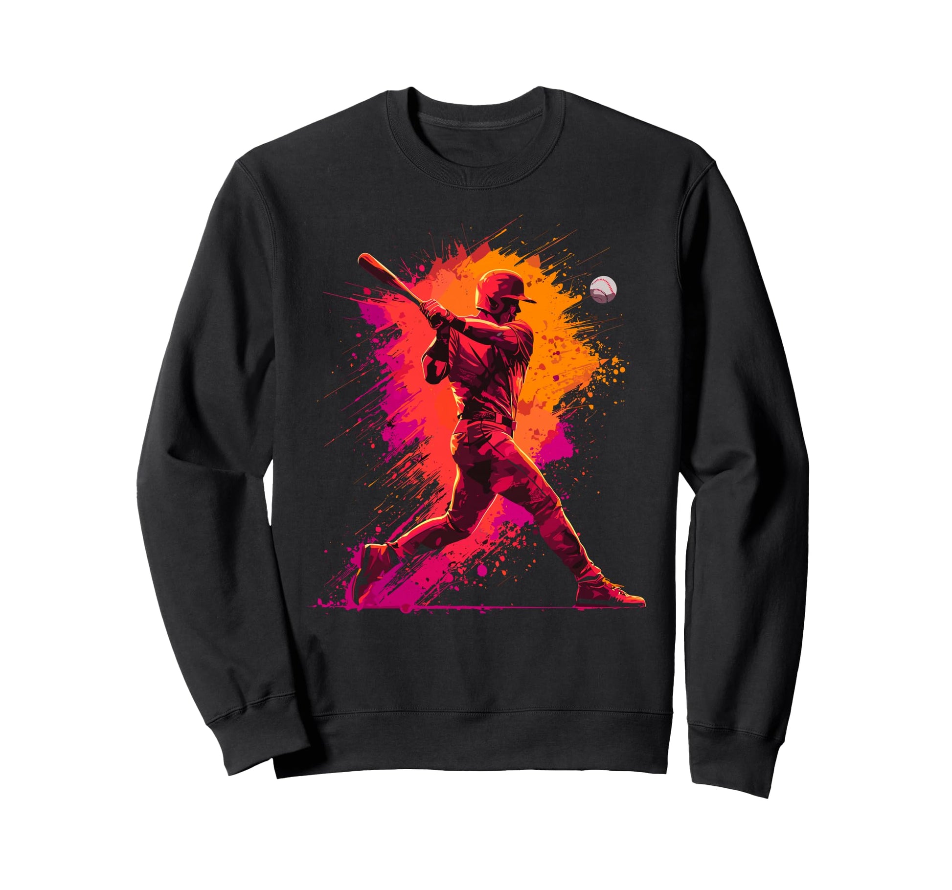 Paint Splash Baseball Player Coach Sweatshirt - Novelty Apparel for Adults - T-Shirt, Sweatshirt, Hoodie