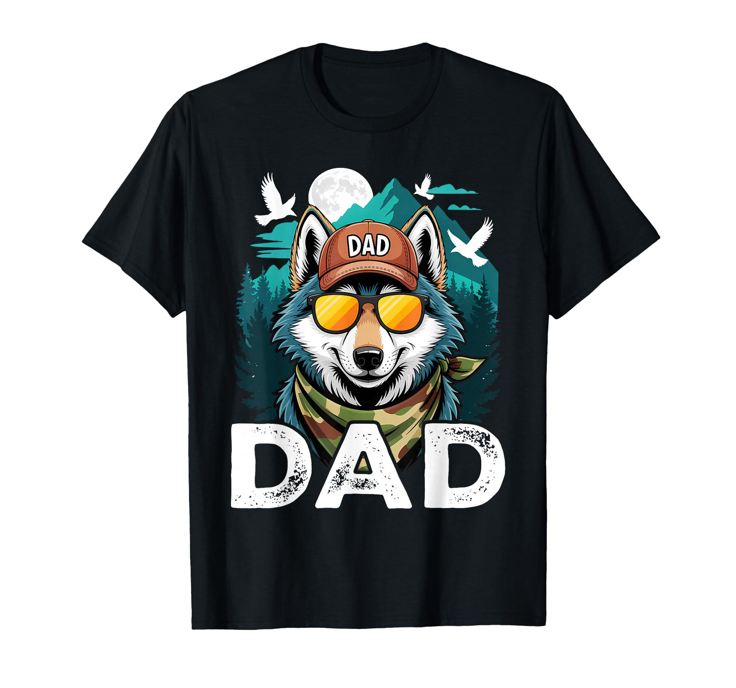 Funny Wolf Dad Wolf Lovers Camping Daddy T-Shirt - Graphic Print Men Women - T-Shirt, Sweatshirt, Hoodie