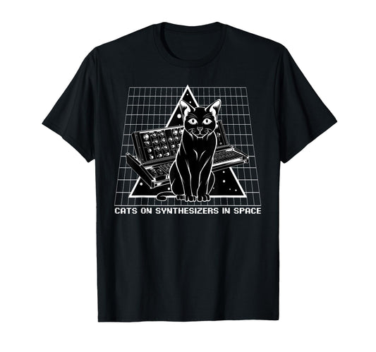 Cats Synthesizers Space Cat Owner T-Shirt - Custom Art Print Unisex - T-Shirt, Sweatshirt, Hoodie