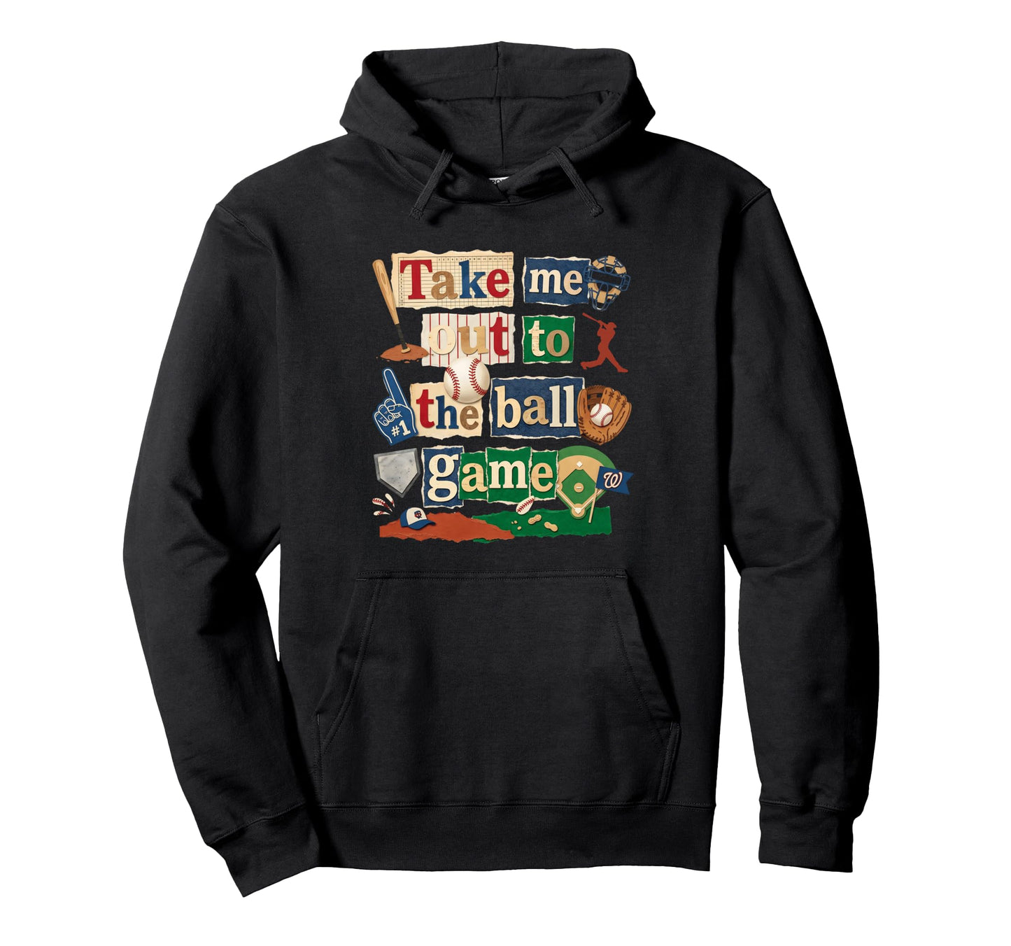 Take Me Out Baseball Typography Game Hoodie - Custom Art Print Unisex - T-Shirt, Sweatshirt, Hoodie