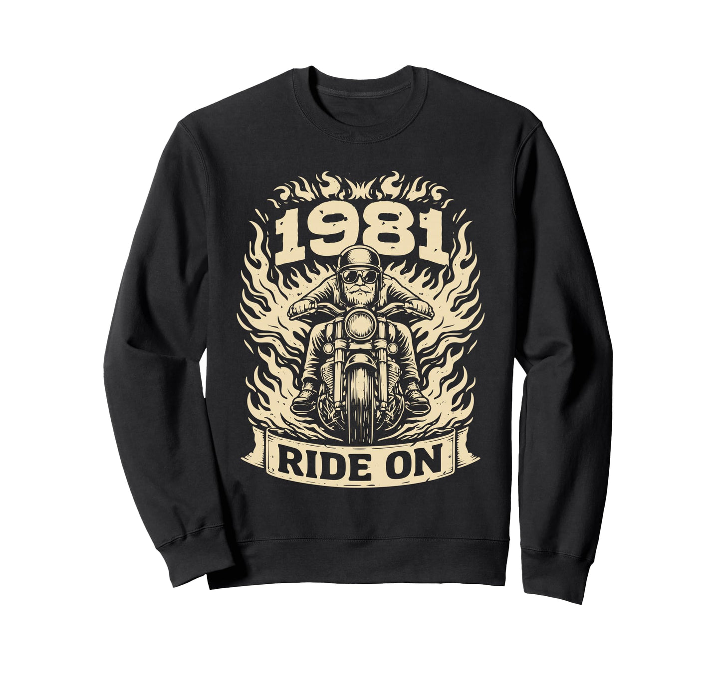 Biker 1981 Ride Birthday Motorcycle Sweatshirt - Unique Graphic Unisex - T-Shirt, Sweatshirt, Hoodie