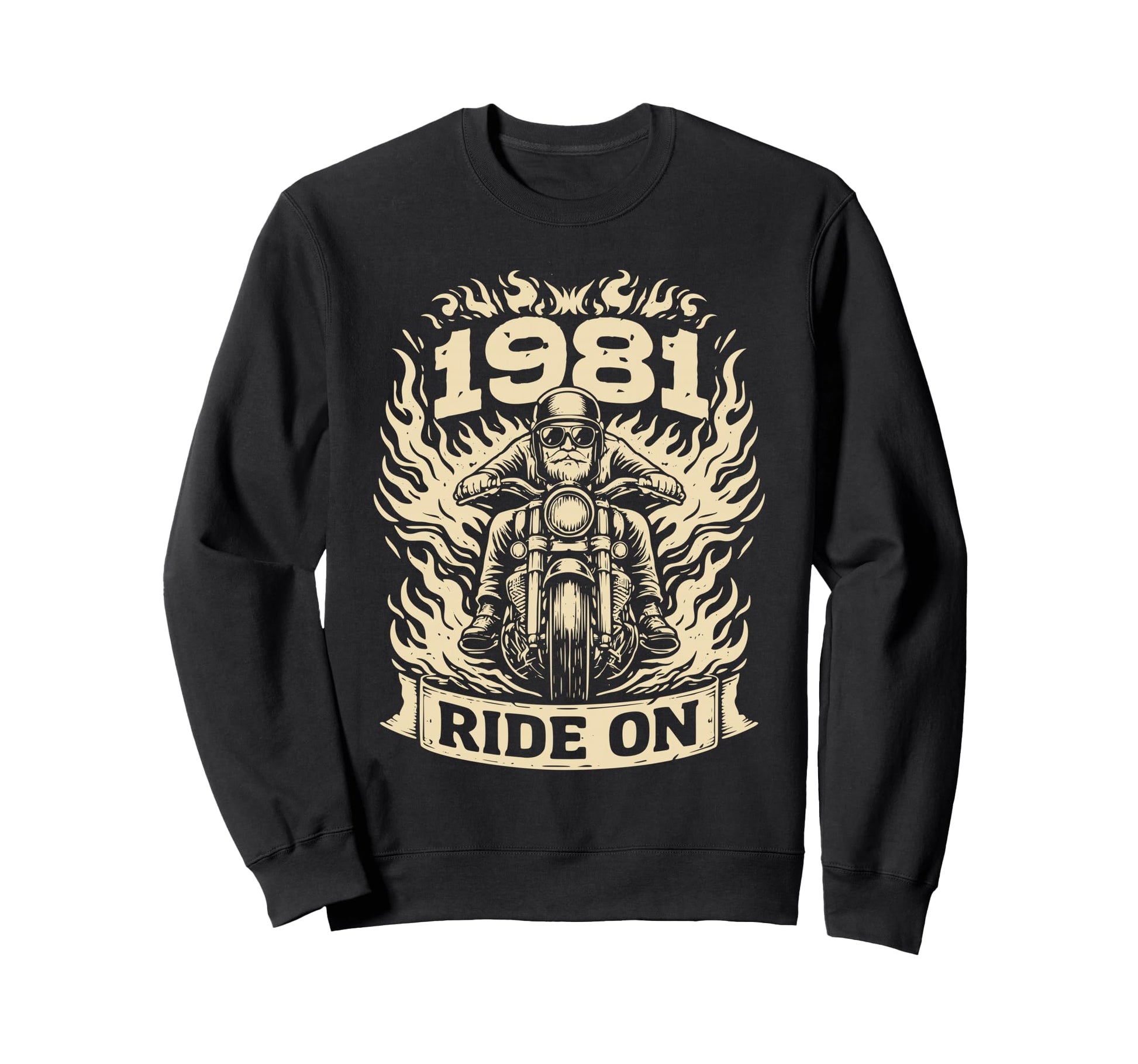 Biker 1981 Ride Birthday Motorcycle Sweatshirt - Unique Graphic Unisex - T-Shirt, Sweatshirt, Hoodie