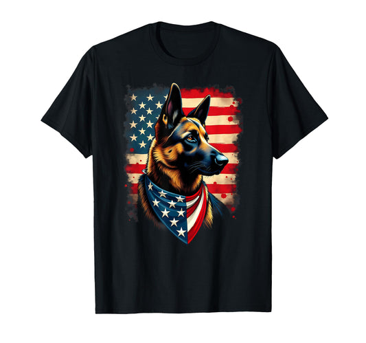 American Flag German Shepherd Dog T-Shirt - Trendy Graphic Unisex - T-Shirt, Sweatshirt, Hoodie