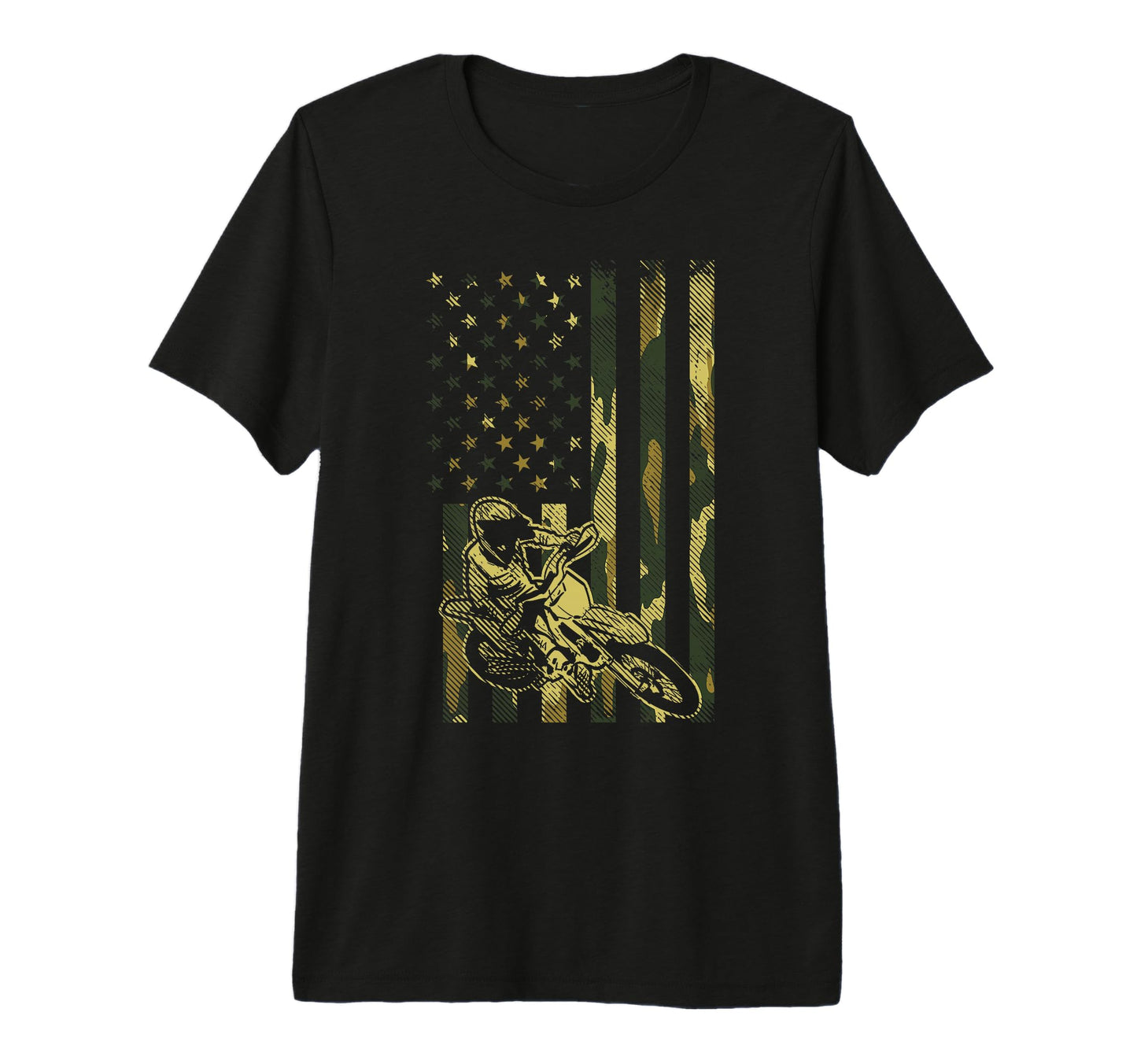 Camo American Flag Dirt Bike Motocross T-Shirt - Novelty Apparel Men Women - T-Shirt, Sweatshirt, Hoodie