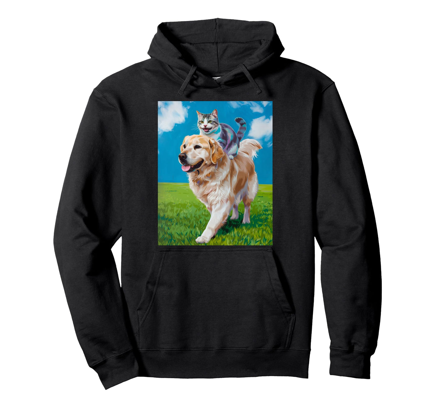 Pop Art Golden Retriever And Cat Hoodie - Trendy Graphic Unisex - T-Shirt, Sweatshirt, Hoodie