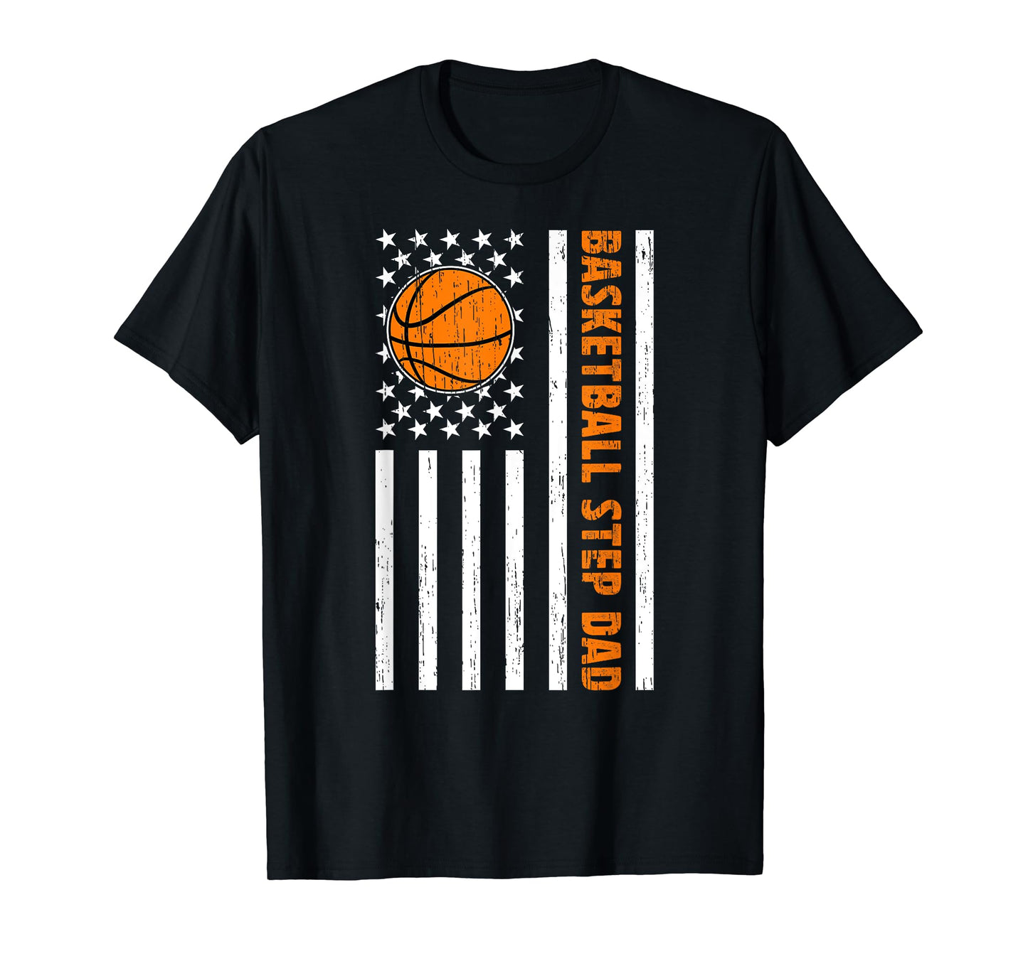 Basketball Step Dad Us Flag T-Shirt - Minimalist Print Men Women - T-Shirt, Sweatshirt, Hoodie