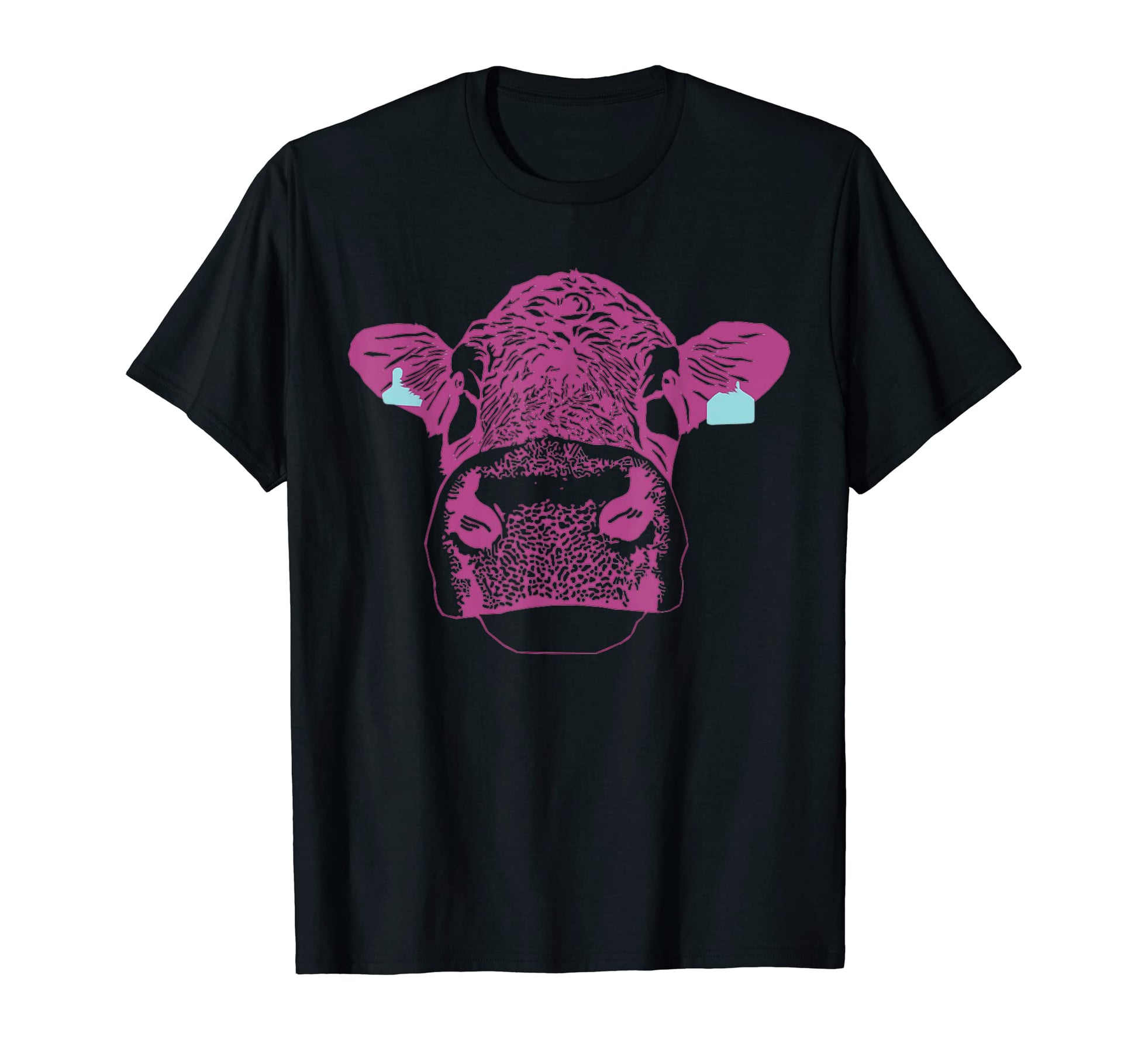Pop Art Fuchsia Cow Cattle Farm T-Shirt - Aesthetic Graphic Men Women - T-Shirt, Sweatshirt, Hoodie