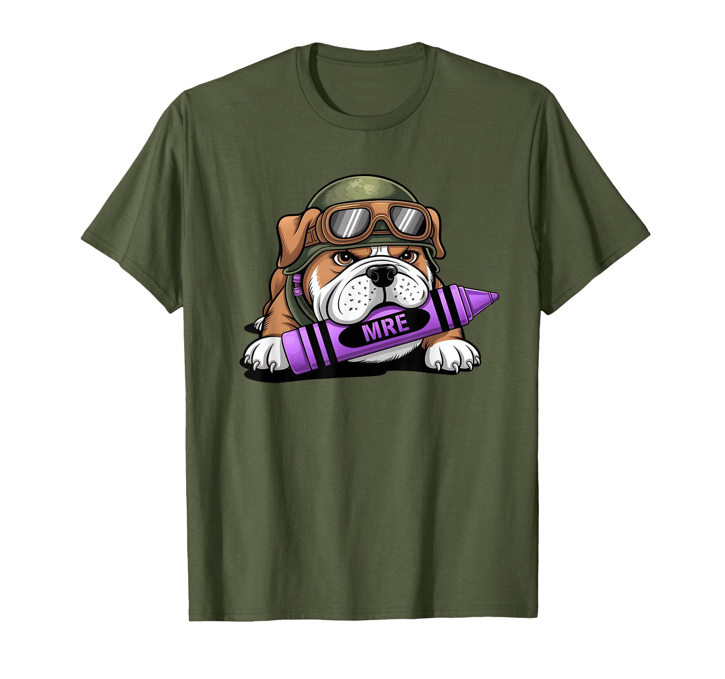 Bulldog Military I Eat Crayons T-Shirt - Fun Novelty Design Men Women - T-Shirt, Sweatshirt, Hoodie