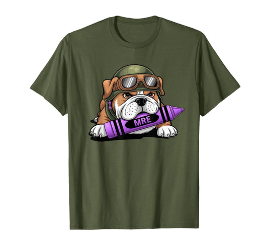 Bulldog Military I Eat Crayons T-Shirt - Fun Novelty Design Men Women - T-Shirt, Sweatshirt, Hoodie
