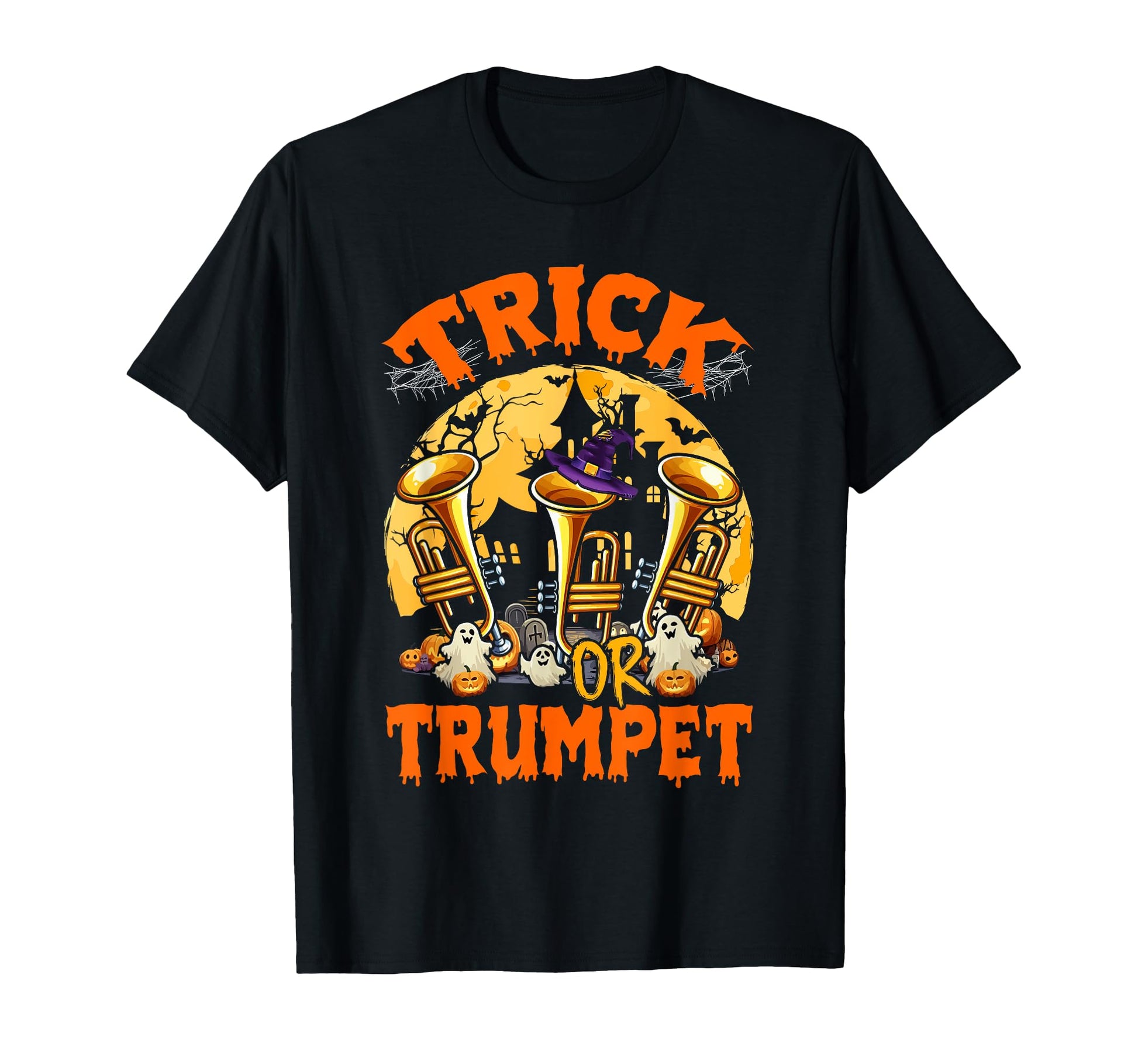 Trick Or Trumpet Halloween Moon T-Shirt - Custom Art Print for Adults - T-Shirt, Sweatshirt, Hoodie