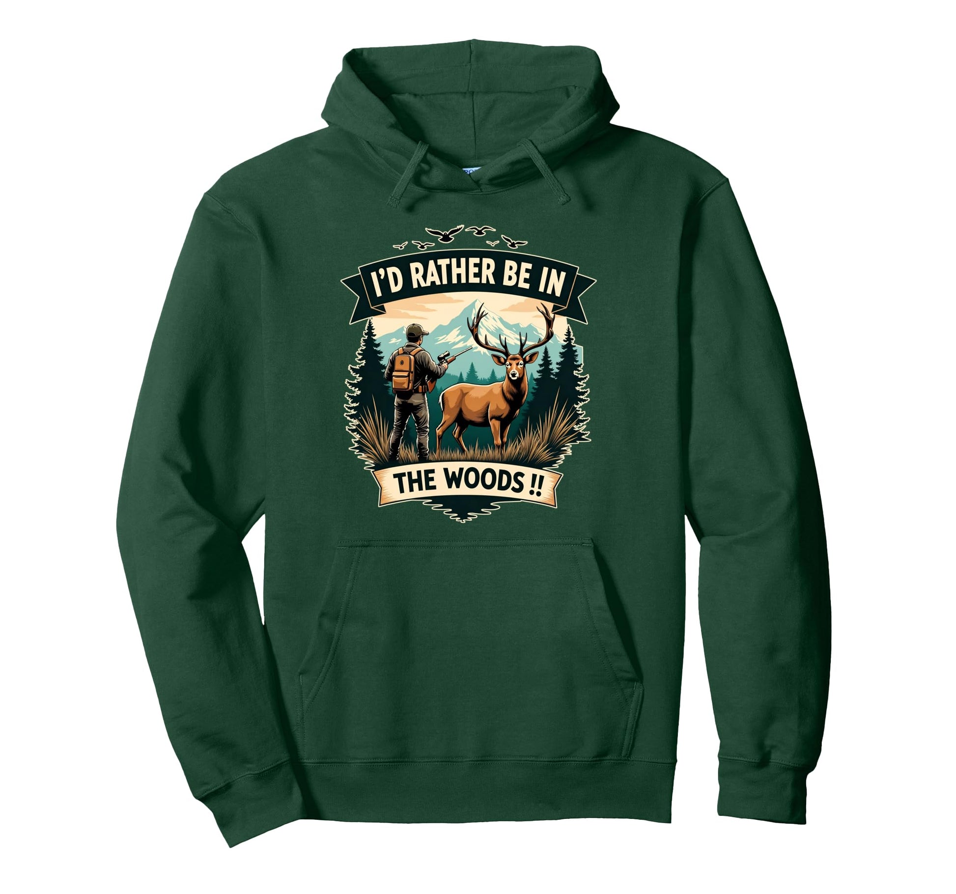 Deer Buck Hunting Outdoor Camping Hoodie - Fun Novelty Design Men Women - T-Shirt, Sweatshirt, Hoodie