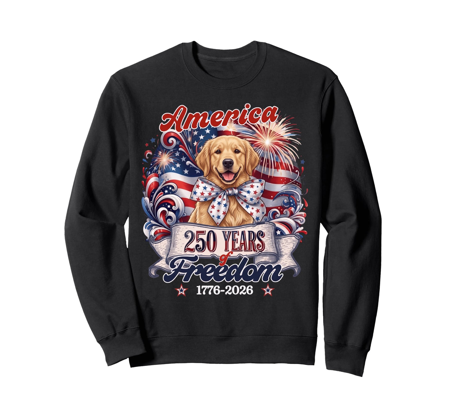 Golden Retriever Dog 250Th America Sweatshirt - Unique Graphic for Adults - T-Shirt, Sweatshirt, Hoodie