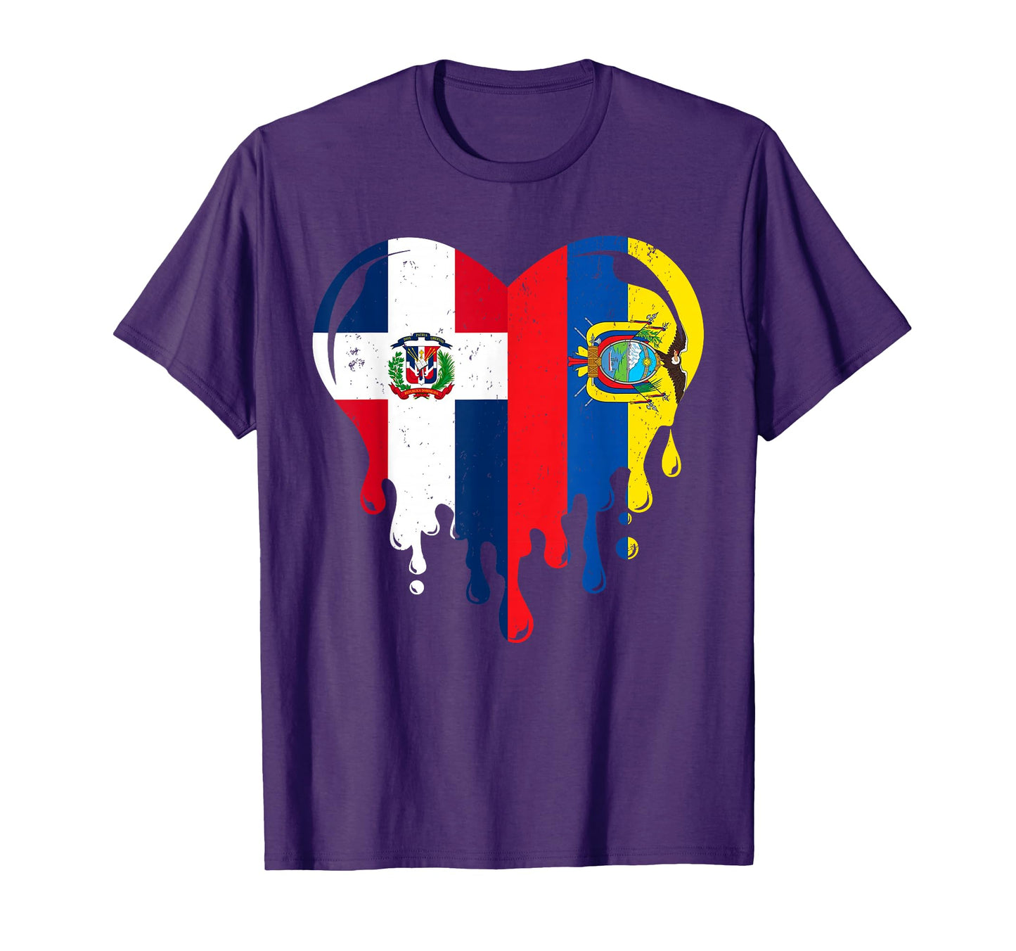 Dominican Republic Ecuador Flag Heart T-Shirt - Graphic Print for Adults - T-Shirt, Sweatshirt, Hoodie