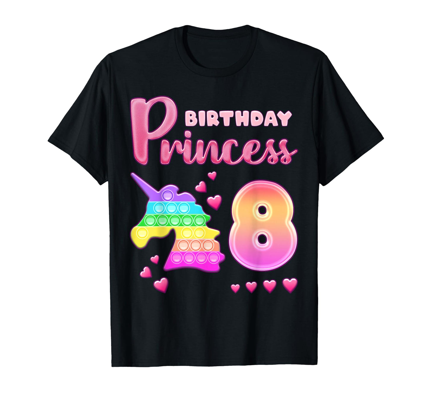 Birthday 8 Year Old Unicorn Pop It T-Shirt - Fun Novelty Design Unisex - T-Shirt, Sweatshirt, Hoodie