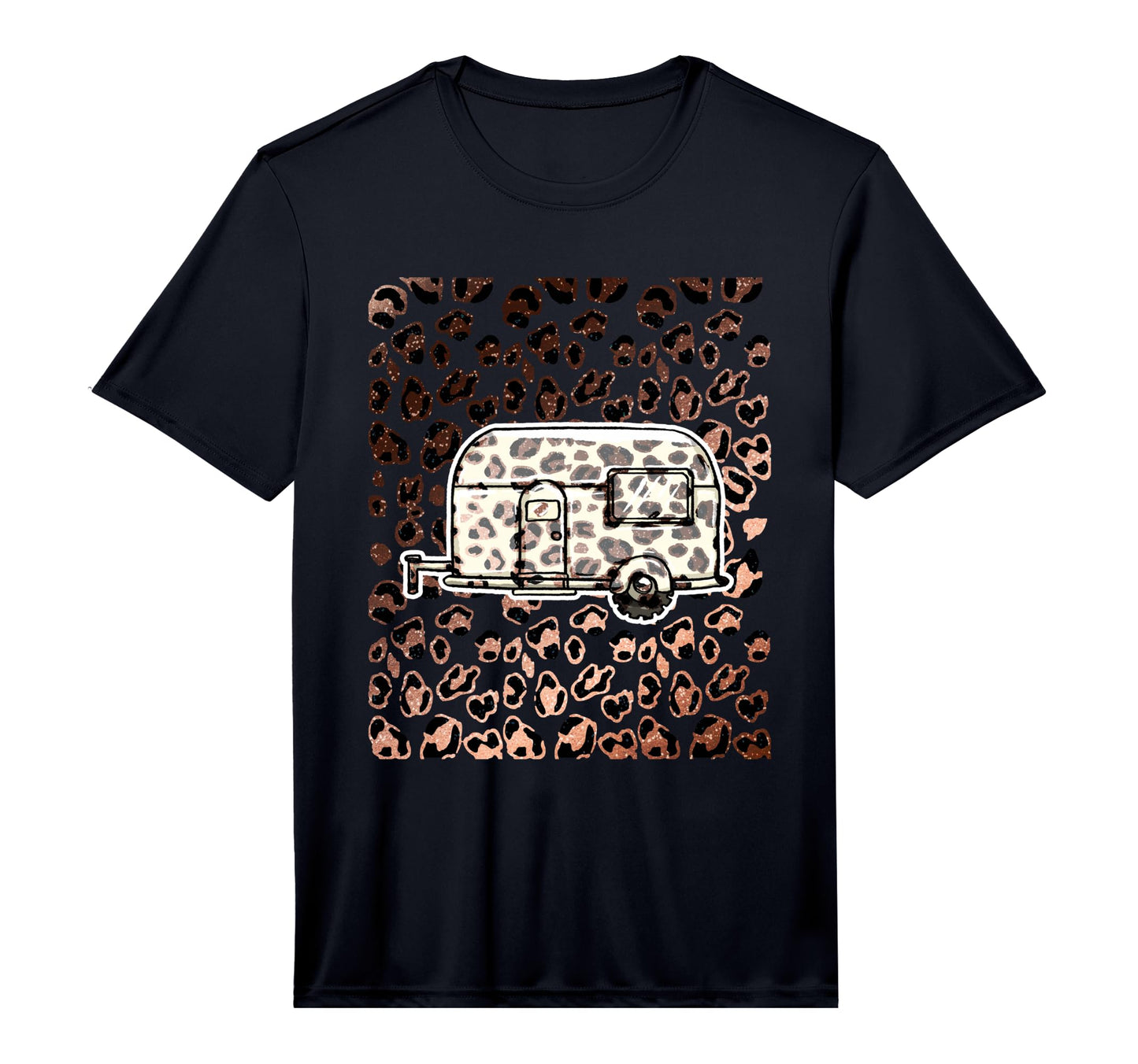 Leopard Camper Van Outdoor Nature T-Shirt - Fun Novelty Design Unisex - T-Shirt, Sweatshirt, Hoodie