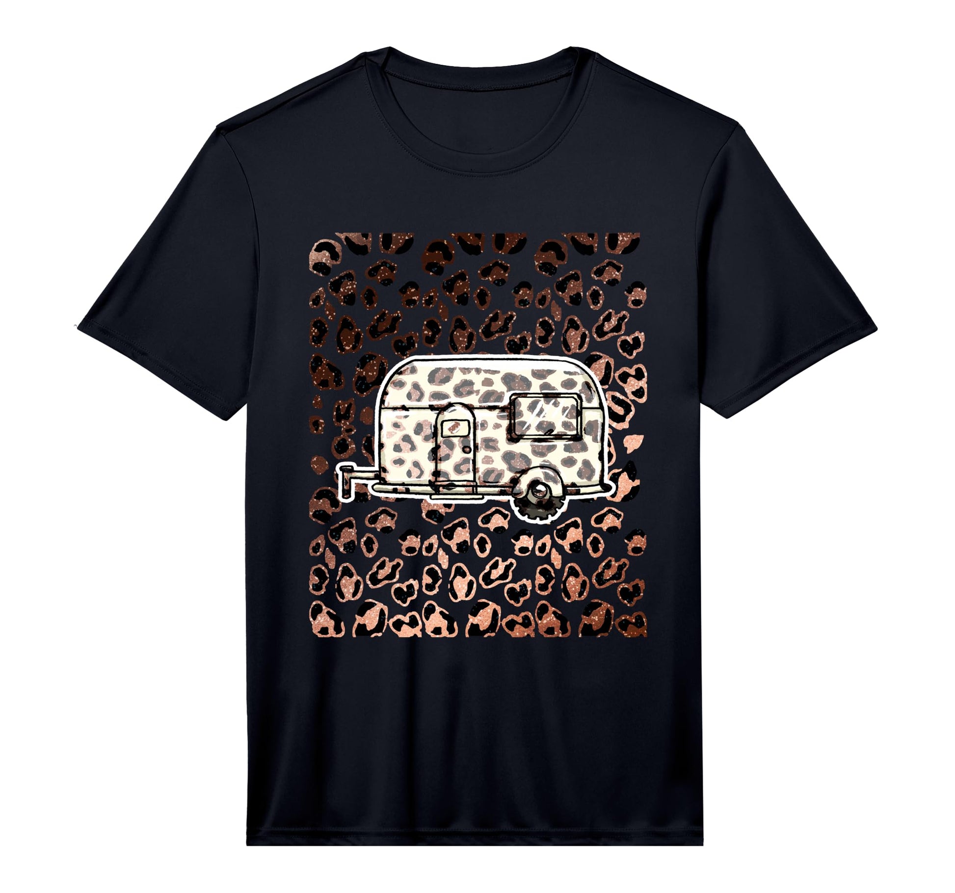 Leopard Camper Van Outdoor Nature T-Shirt - Fun Novelty Design Unisex - T-Shirt, Sweatshirt, Hoodie