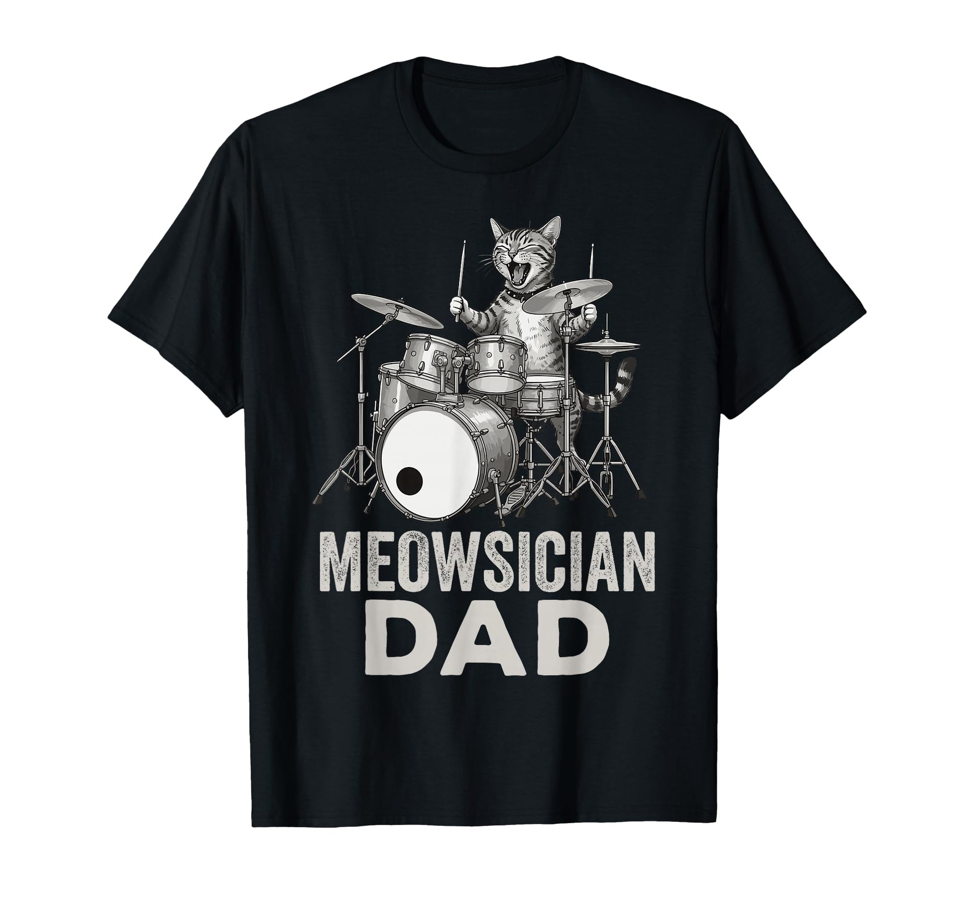 Drummer Cat Playing Drums Drumming Dad T-Shirt - Novelty Apparel Men Women - T-Shirt, Sweatshirt, Hoodie