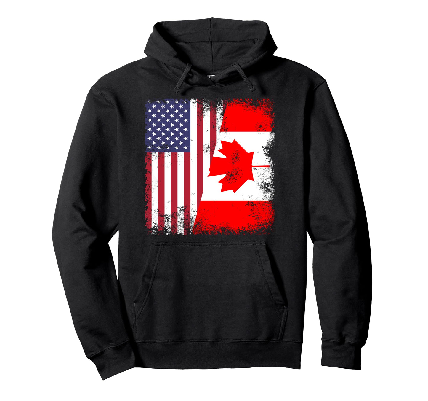 Half Canadian Flag Canada Usa Gift Hoodie - Novelty Apparel Men Women - T-Shirt, Sweatshirt, Hoodie