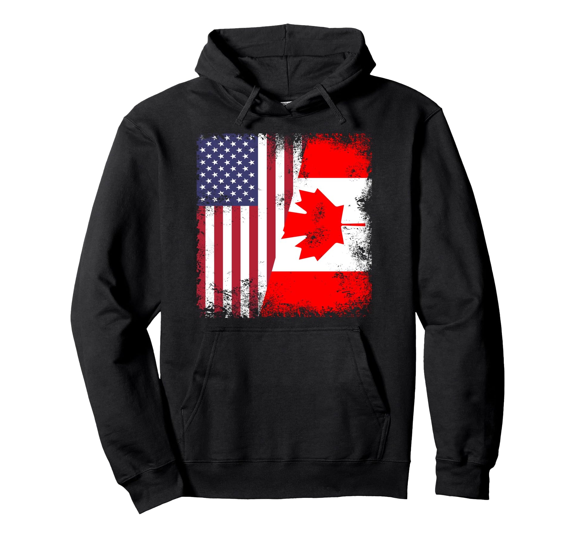 Half Canadian Flag Canada Usa Gift Hoodie - Novelty Apparel Men Women - T-Shirt, Sweatshirt, Hoodie
