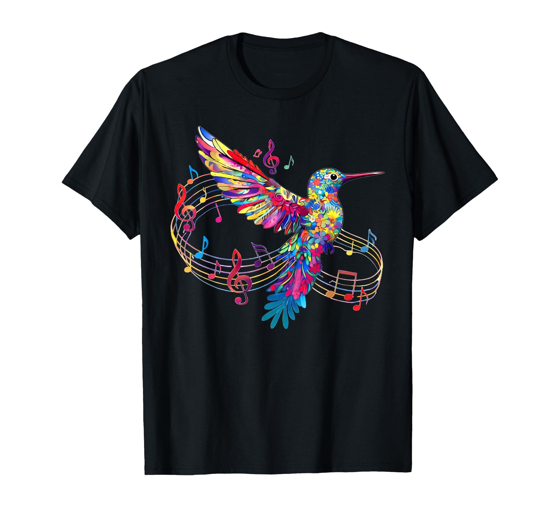 Hummingbird Music Notes Treble T-Shirt - Casual Everyday Wear Men Women - T-Shirt, Sweatshirt, Hoodie